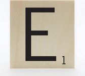 Houten scrabble letter E - 8 x 8 cm