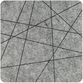 Lijnen vilt onderzetter vierkant - Gemeleerd grijs - 6 stuks – 9,5 x 9,5 cm - Tafeldecoratie - Glas onderzetter - Cadeau - Woondecoratie - Woonkamer - Tafelbescherming