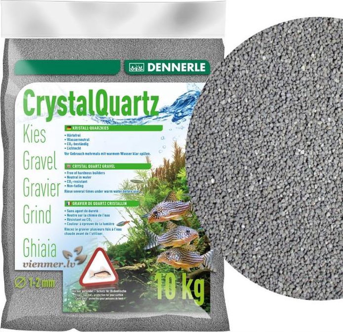Dennerle Kristal Kwartsgrind Leigrijs - Aquarium grind - Inhoud: 10 kilo