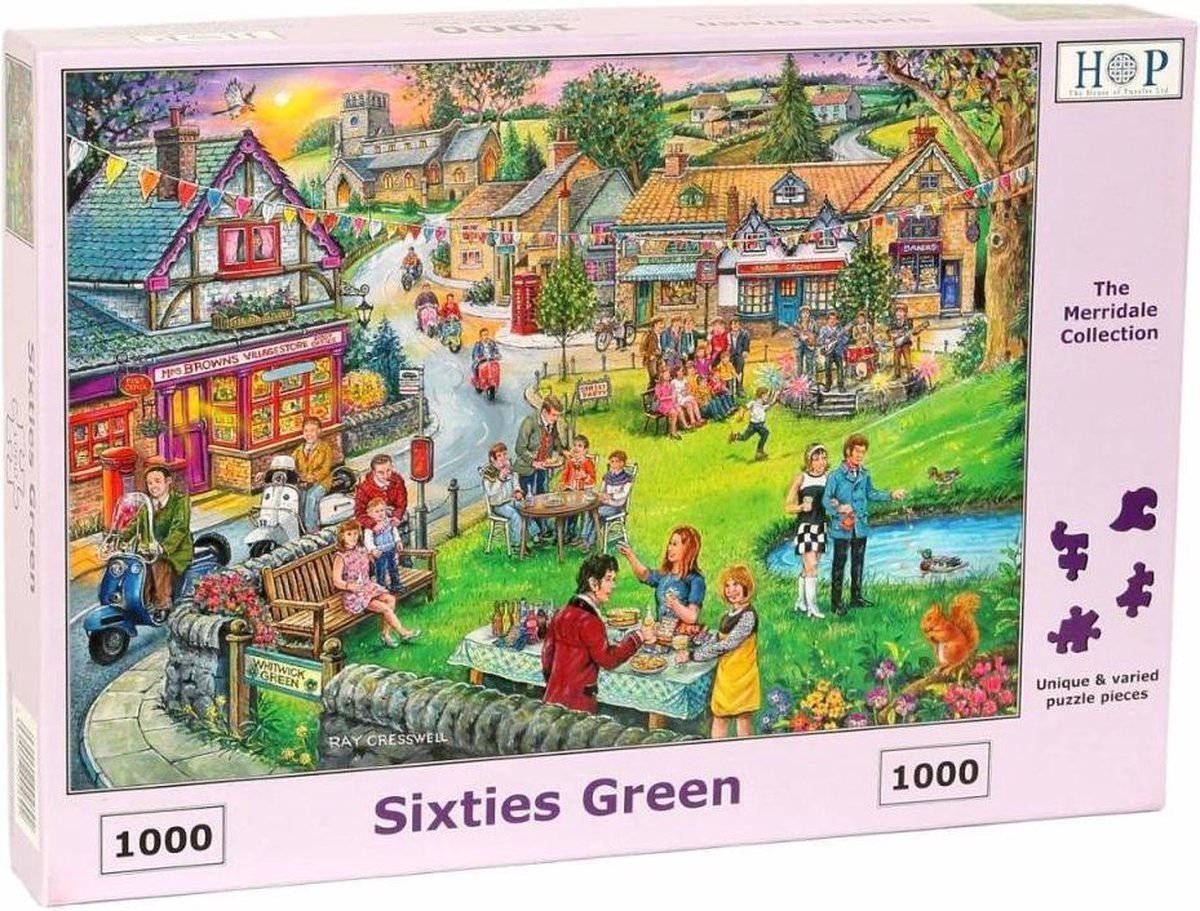 House of Puzzles Sixties Green - 1000 Piece Jigsaw Puzzle.