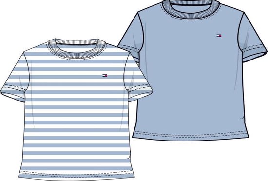 Tommy Hilfiger 2-pack jongens t-shirts - blauw/streepjes | bol.com