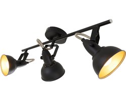 Briloner Leuchten SOFT - plafond spot 3-lichts - plafondlamp retro / vintage uitvoering - fitting: E14 max. 40 Watt - metaal zwartgoud 55,4 x 10 x 18,1 cm