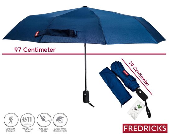 Fredricks - Sterke Compacte Opvouwbare Tasformaat Paraplu - Stormbestendig  >100 km/u -... | bol.com