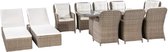 Tuin Loungeset Bruin 11 delig met Tafel (Incl LW Fleece deken) - Lounge bank tuin - Tuinbank - Loungebank - Tuinset - Tafelset tuin