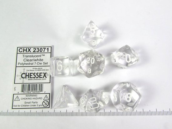 Afbeelding van het spel Chessex Translucent Clear w/white polydice set