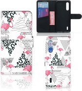 Xiaomi Mi 9 Lite Telefoonhoesje met Pasjes Flamingo Triangle