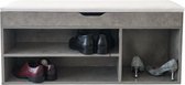Banc de rangement pour armoire à chaussures avec espace de rangement - étagère à chaussures avec coussin d'assise - aspect béton gris