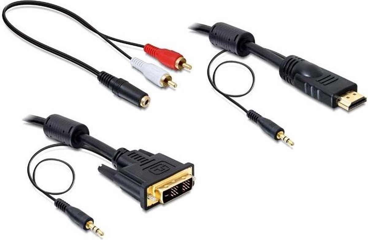 Delock - HDMI - DVI Beeldscherm Kabel - met audio - zwart - 2 meter |  bol.com