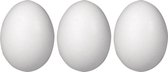 3x Piepschuim ei decoratie 20 cm hobby/knutselmateriaal - Twee losse helften/schalen ei - Knutselen DIY eieren beschilderen - Pasen thema paaseieren eitjes wit
