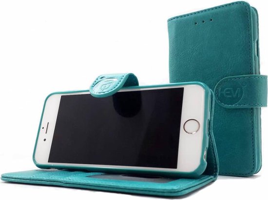 Apple iPhone 7 Plus / 8 Plus - Pure Turquoise Leren Portemonnee Hoesje -  Lederen... | bol.com