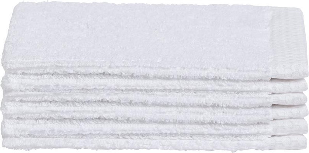 Seahorse Ridge washand 16 x 21 cm white (per 6 stuks) - Seahorse
