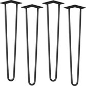 Meubelpoot - Tafelpoot - Hairpin - Set van 4 stuks - Staal - 2 Punt model - Lengte 72 cm - Kleur zwart