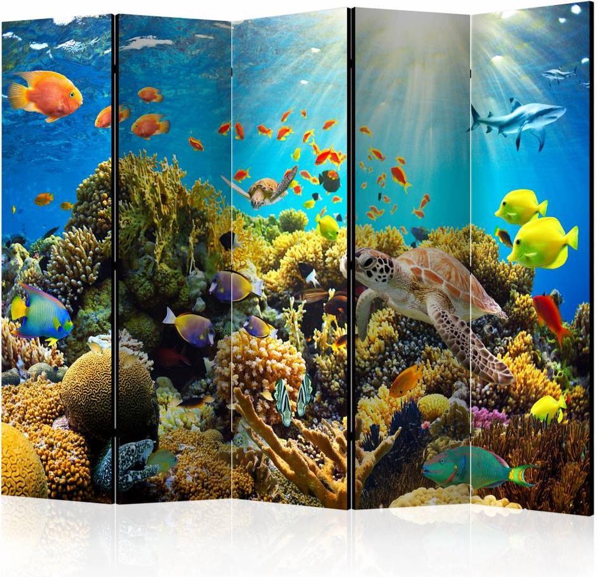 Vouwscherm - Onderwaterland 225x172cm, gemonteerd geleverd, dubbelzijdig geprint (kamerscherm)