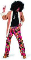 Wilbers - Hippie Kostuum - Hippie Lang Spliffy - Man - roze,bruin - Maat 58 - Carnavalskleding - Verkleedkleding