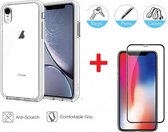 2-In-1 Screenprotector Bescherming Protector Set Geschikt Voor Apple iPhone XR - Full Cover 3D Edge Tempered Glass Screen Protector Met Siliconen Back Cover Case - Transparant