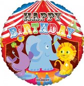 Helium Ballon Happy Birthday Circus 45cm leeg