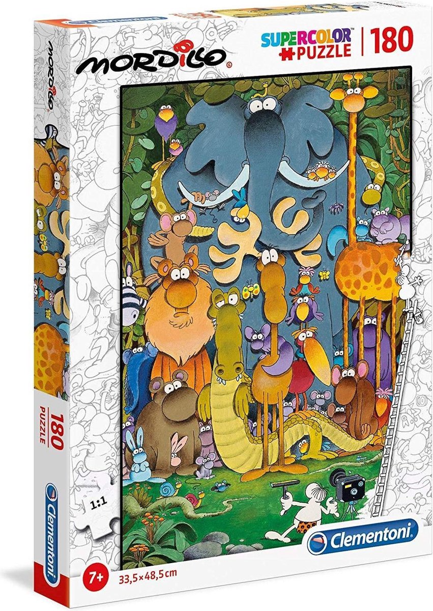Clementoni Legpuzzel - Supercolor Puzzel Collectie - Mordillo Puzzel - The Pictures - 180 Stukjes, puzzel kinderen - Clementoni
