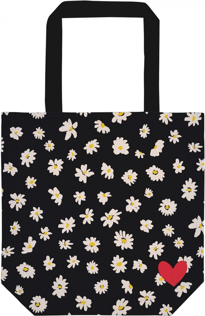Moses Shopper Boodschappentas Bloemen Zwart 37 X 38 Cm