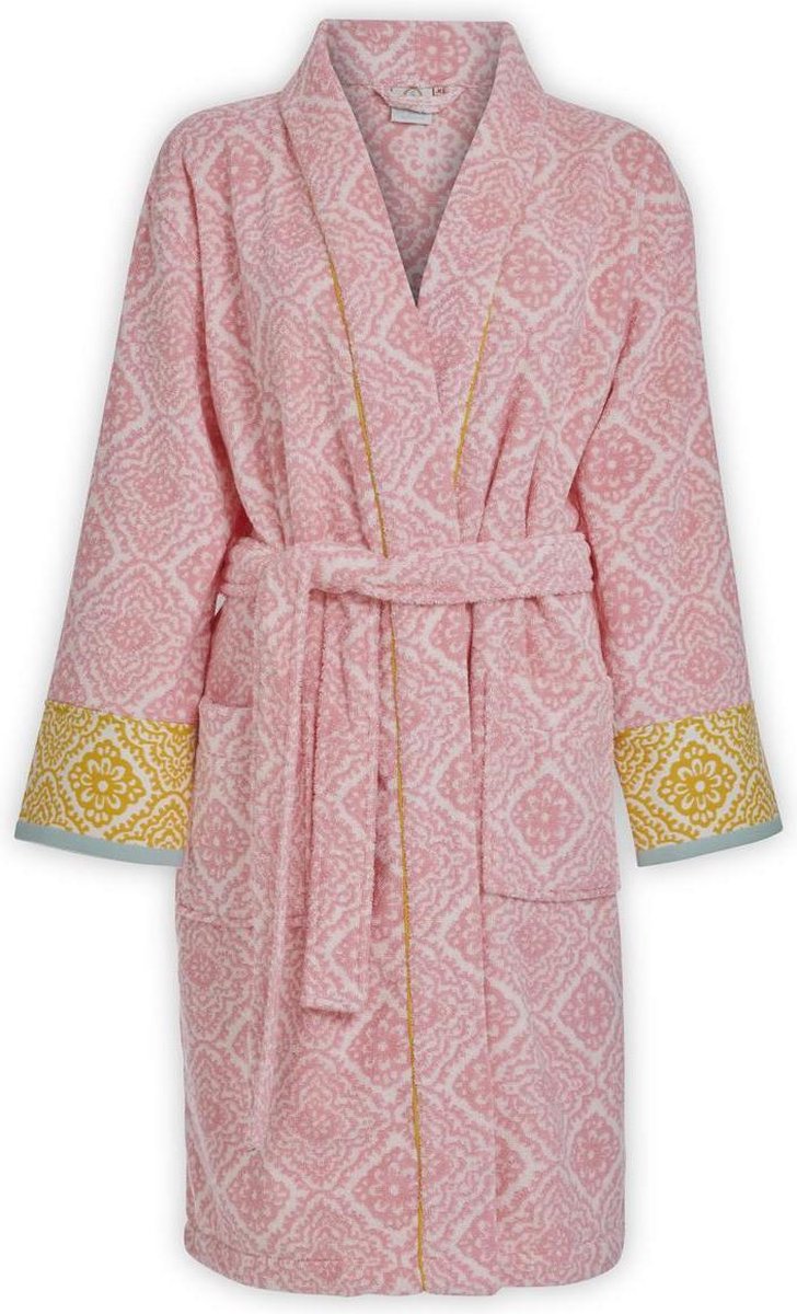 Pip Studio Jacquard Check - Badjas - M - Roze
