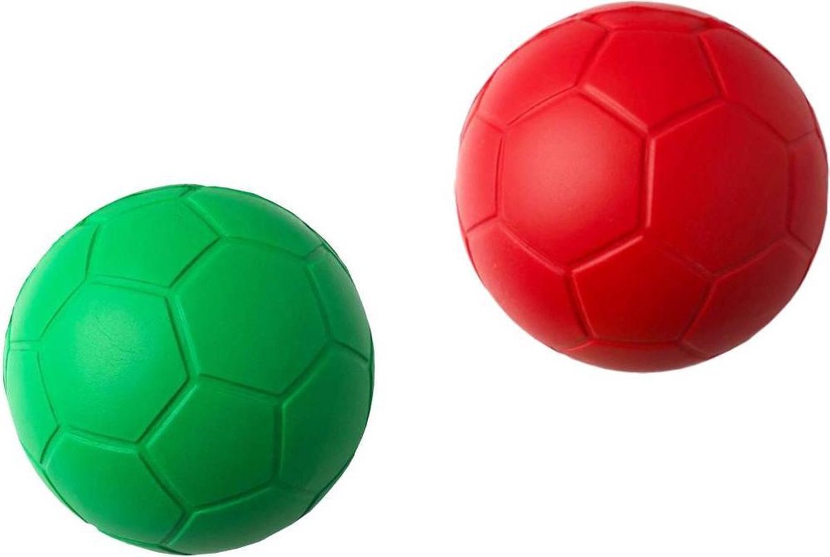 Guta Mini Soft Foam Voetballen Rood Groen - Handballen Ã˜14 cm Set 2 stuks