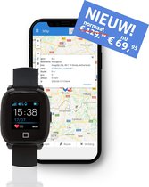 Personenalarmering SOS-Noodknop GPS tracker horloge voor ouderen bij Dementie en Alzheimer met APP en Simkaart – Compleet geinstalleerd! - Zwart