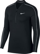 Nike Court Dry Top Ls Hz Sporttrui Dames - Black/White/White/(White) - Maat L