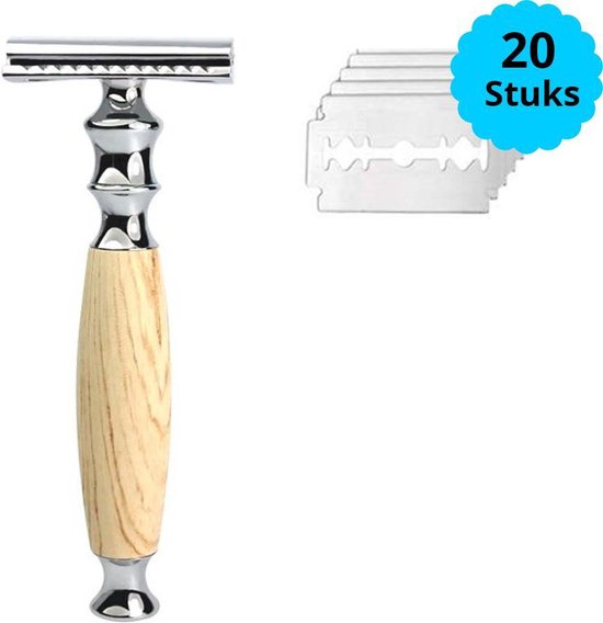 Safety Razor Double Edge + 20 Scheermesjes Veiligheidscheermes Unisex Zero...