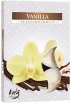 Aura - Geur Theelichtjes / Geurkaarsen / Waxinelichtjes / Scented Candles - Vanilla - Zoete, vanille geur - 1 doosje met 6 waxinelichtjes