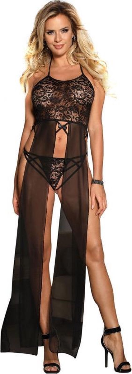 Subblime - elegante jurk - open achterkant - sexy jurkje - exclusief design - maat L/XL - zwart / sex / erotiek toys
