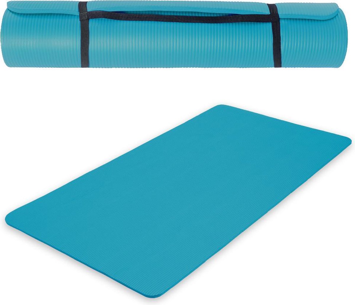 Tectake Yogamat - 185 cm x 80 cm x 1,5 cm - Blauw | bol.com