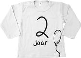 Leeftijdsshirt 2 jaar ballon | Verjaardagshirt voor 2e verjaardag kind | Verjaardagsshirt baby |  Kinder t-shirt | Baby t-shirt lange mouw shirt | wit | maat 86  | Verjaardagsshirt 2 jaar