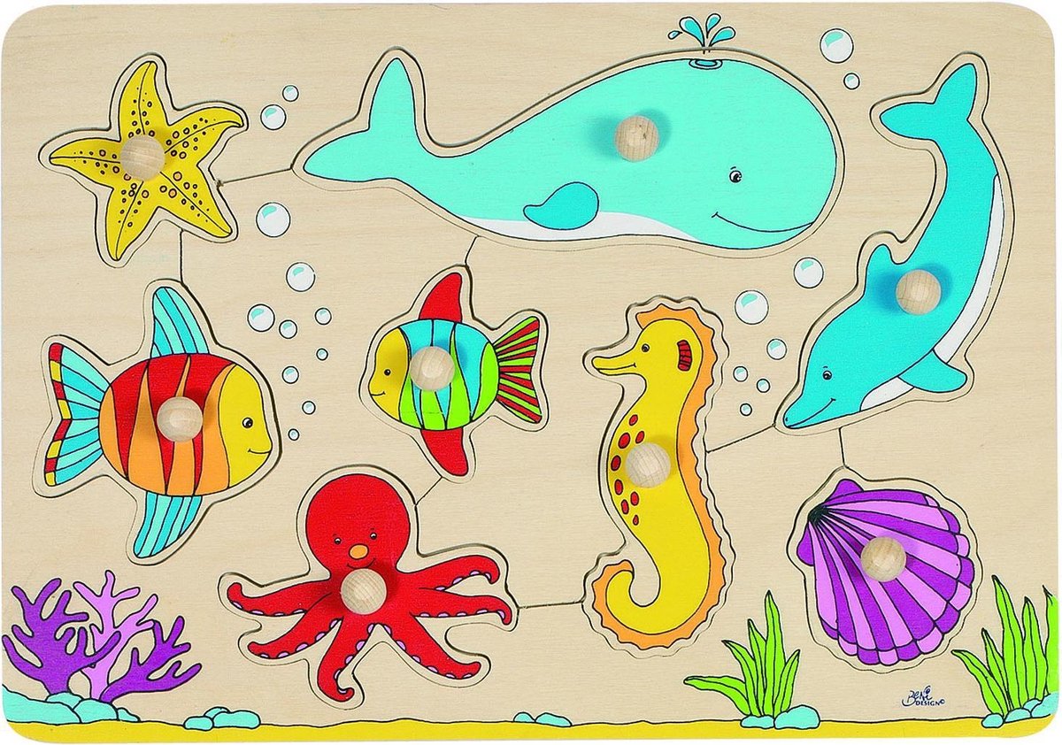 Afbeelding van product Goki Houten Puzzel Zeedieren 8-delig