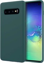 Silicone case geschikt voor Samsung Galaxy S10 - groen + glazen screen protector