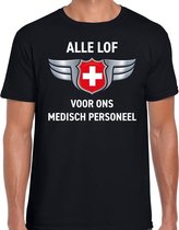 Alle lof voor ons medisch personeel t-shirt zwart voor heren S