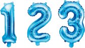PARTYDECO - Aluminium blauwe cijfer ballon - Decoratie > Ballonnen