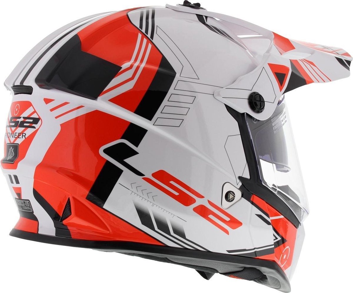LS2 MX436 Pioneer kinder Crosshelm met vizier Trigger wit rood XXS (51 ...