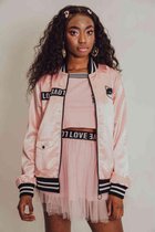 Jawbreaker Bomber jacket -L- Love Cats Members Only Roze