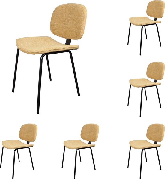 Janneke stoel - eetkamerstoel - schoolstoel - industrieel - stof - vintage  geel -... | bol.com