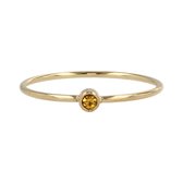 My Bendel - Fijne ring goud met geel zirkonia - Aanschuifring met gele zirkonia steen, gemaakt van mooi blijvend edelstaal - Met luxe cadeauverpakking