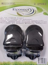 Ecosect Muizenval - kunstof muizenklem - muizen - zwart - 2 stuks