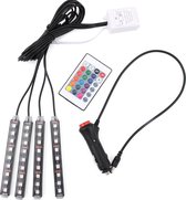 Auto LED RGB Interieur Verlichting strips 4 stuks | Ledstrips met Afstandsbediening | Binnenverlichting LED strips