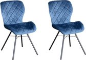 Marieke velvet stoel - Velvet - Blauw - Set van 2