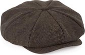 Bruine flatcap voor dames - volledig gestikt - bakerboy pet / flat cap L/XL