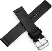 Leren Horloge Band voor Ticwatch E2 / S / S2 / Pro - Armband / Polsband / Strap Bandje / Sportband - Zwart - 22 mm