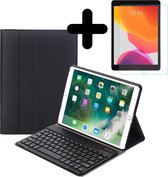 Hoes Geschikt voor iPad 10.2 2019 Hoes Toetsenbord Hoesje Keyboard Case Cover Met Screenprotector - Hoesje Geschikt voor iPad 7 Hoes Toetsenbord Case - Zwart