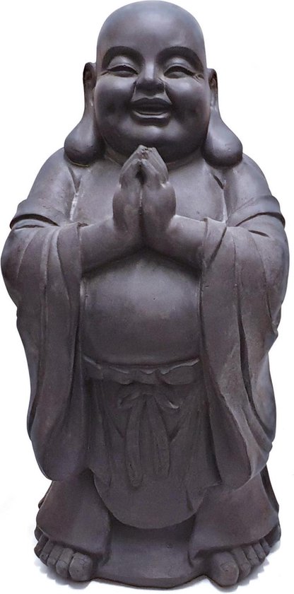 Boeddha beeld lucky staand – donkergrijs 59cm tuindecoratie boeddhabeeld mediterend | GerichteKeuze