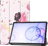 Tablet hoes geschikt voor Samsung Galaxy Tab S6 - Tri-Fold Book Case - Flower Fairy