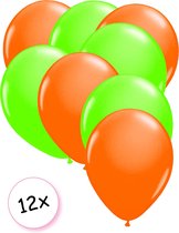 Ballonnen Neon Oranje & Neon Groen 12 stuks 25 cm