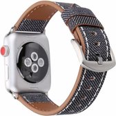 KELERINO. Denim bandje geschikt voor Apple Watch (42mm & 44mm) - Grijs