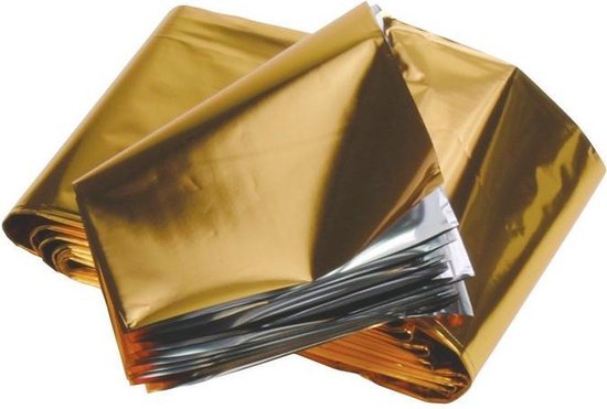 10 stuks - Isolatiedeken - Reddingsdeken - goud/zilver (1,6 x 2,1 meter)